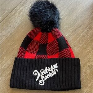 Victoria’s Secret Red & Black Buffalo Plaid Pom Beanie